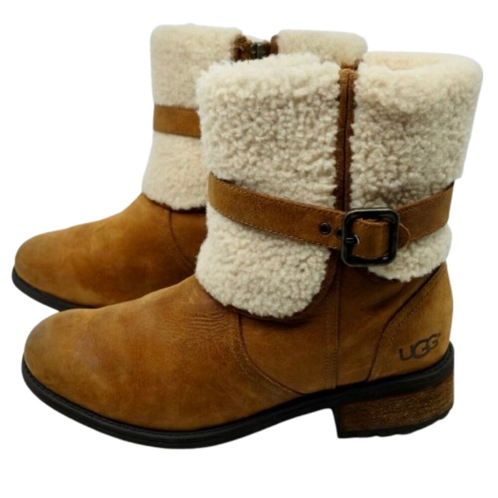 UGG~Women Blayre II Shearling Genuine Cuff Suede Boots 1008220 - Chestnut Size 9 - Picture 4 of 7